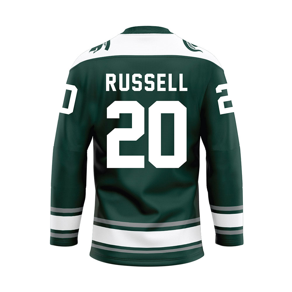 Michigan State - NCAA Men's Ice Hockey : Daniel Russell - Green Hockey Jersey-1