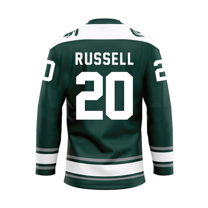 Michigan State - NCAA Men's Ice Hockey : Daniel Russell - Green Hockey Jersey-1
