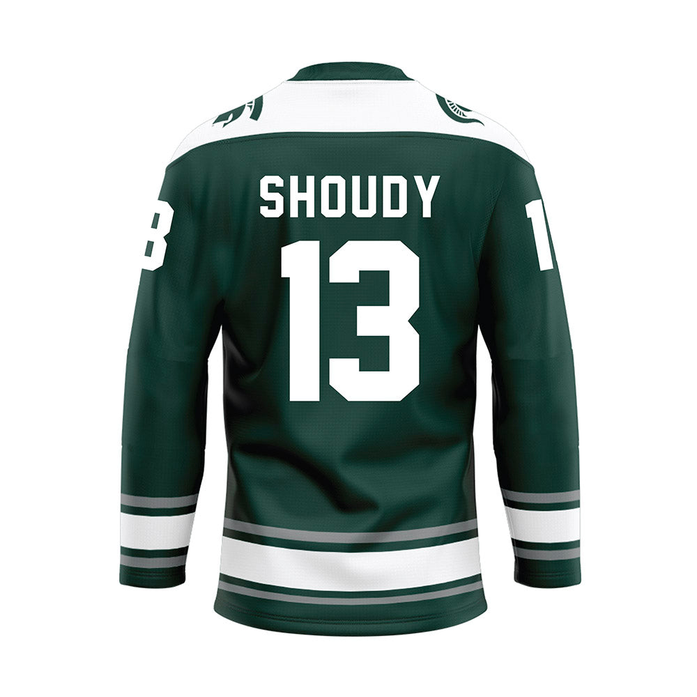 Michigan State - NCAA Men's Ice Hockey : Tiernan Shoudy - Green Hockey Jersey-1