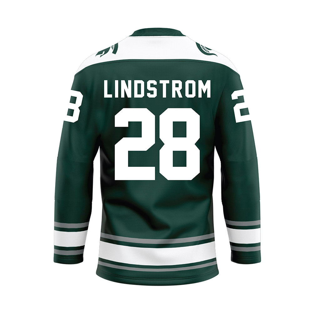 Michigan State - NCAA Men's Ice Hockey : Cayden Lindstrom - Green Hockey Jersey-1