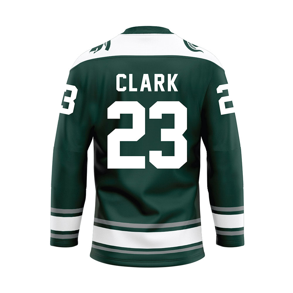 Michigan State - NCAA Men's Ice Hockey : Jimmy Clark - Green Hockey Jersey-1
