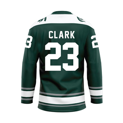 Michigan State - NCAA Men's Ice Hockey : Jimmy Clark - Green Hockey Jersey-1