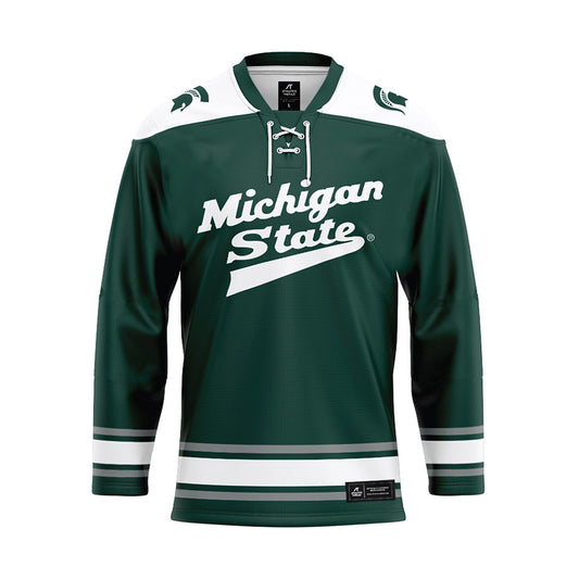 Michigan State - NCAA Men's Ice Hockey : Owen West - Green Hockey Jersey-0