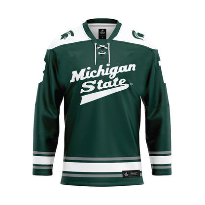 Michigan State - NCAA Men's Ice Hockey : Tiernan Shoudy - Green Hockey Jersey-0