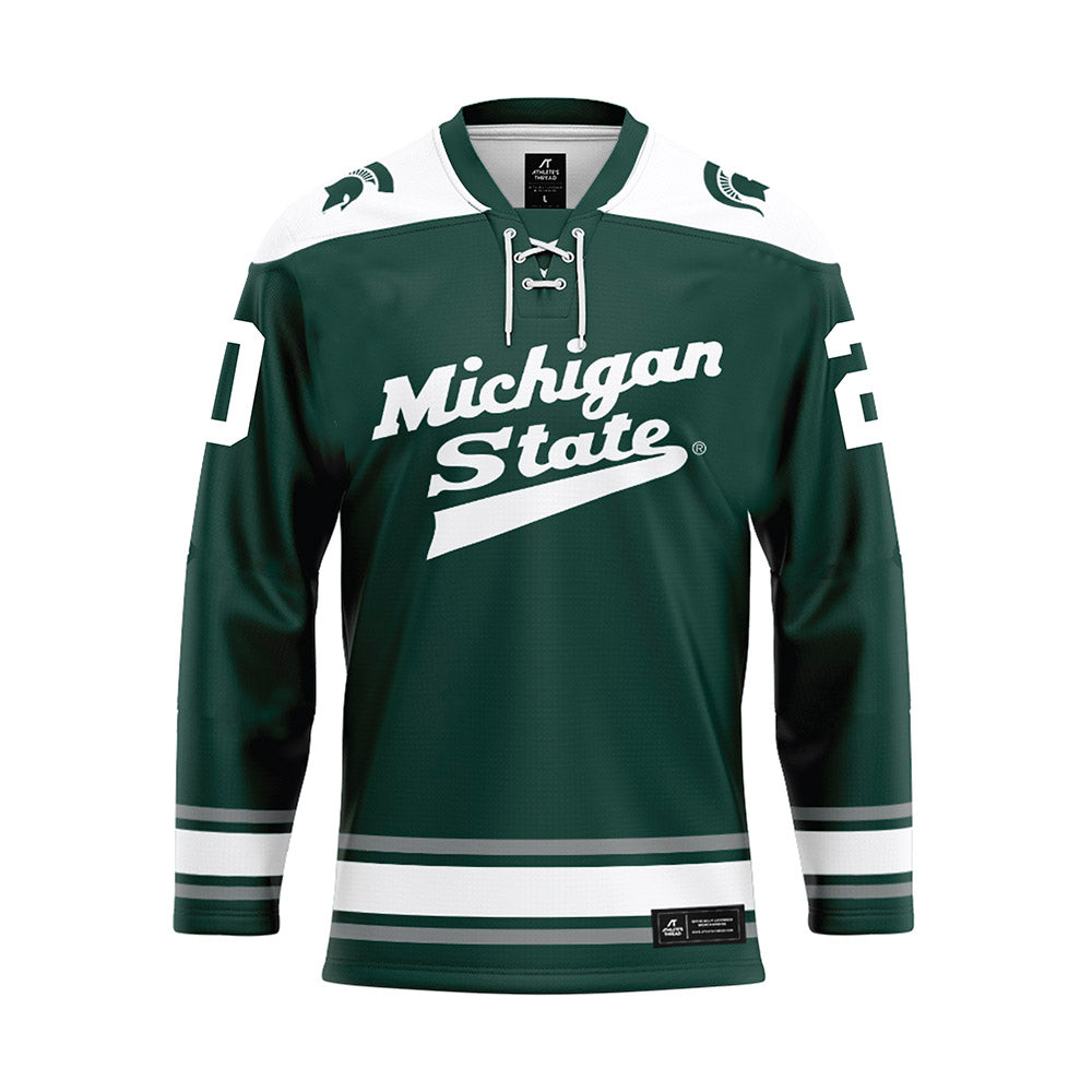 Michigan State - NCAA Men's Ice Hockey : Daniel Russell - Green Hockey Jersey-0