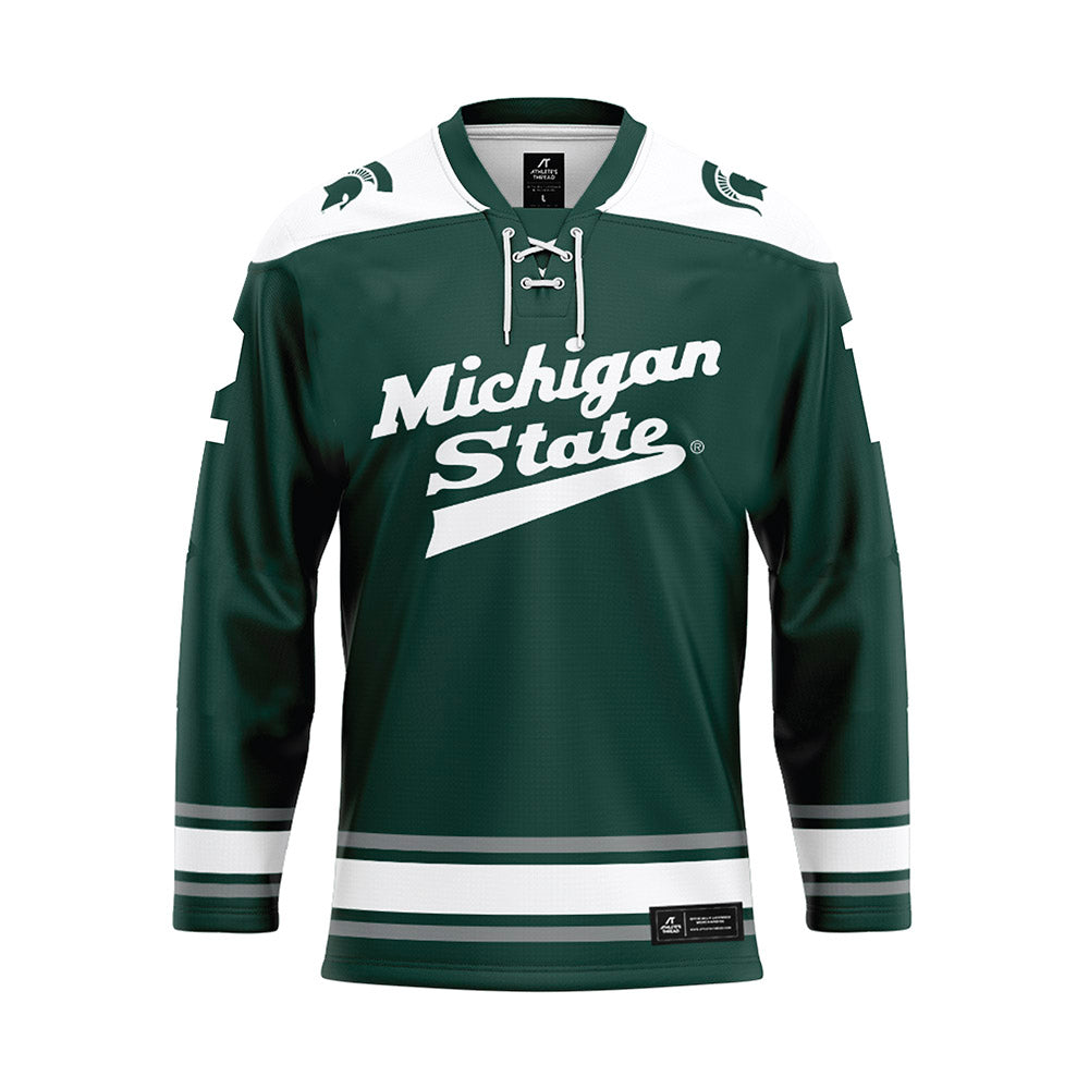 Michigan State - NCAA Men's Ice Hockey : Griffin Jurecki - Green Hockey Jersey