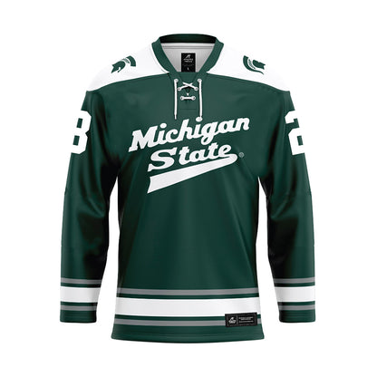 Michigan State - NCAA Men's Ice Hockey : Cayden Lindstrom - Green Hockey Jersey-0
