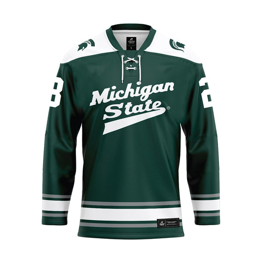 Michigan State - NCAA Men's Ice Hockey : Cayden Lindstrom - Green Hockey Jersey-0