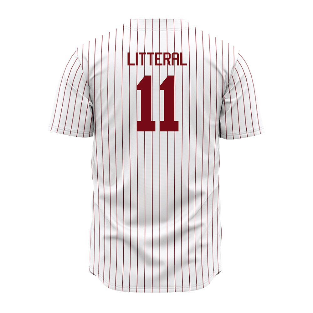 Troy - NCAA Baseball : Lucas Litteral - Red Striped Jersey-1