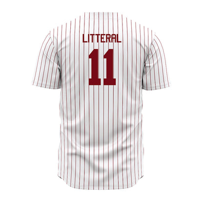 Troy - NCAA Baseball : Lucas Litteral - Red Striped Jersey-1