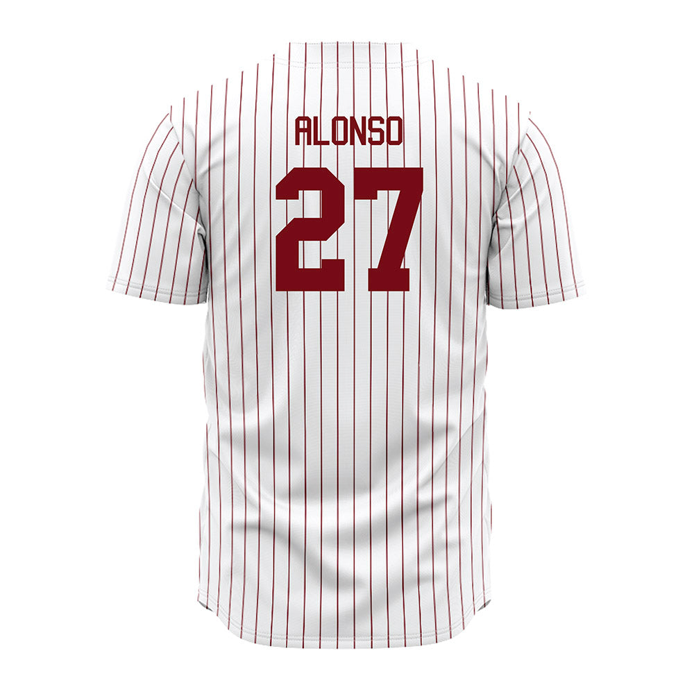 Troy - NCAA Baseball : Dylan Alonso - Red Striped Jersey-1
