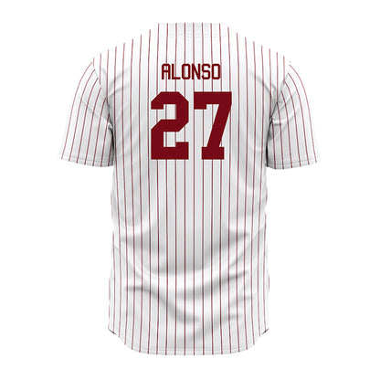 Troy - NCAA Baseball : Dylan Alonso - Red Striped Jersey-1
