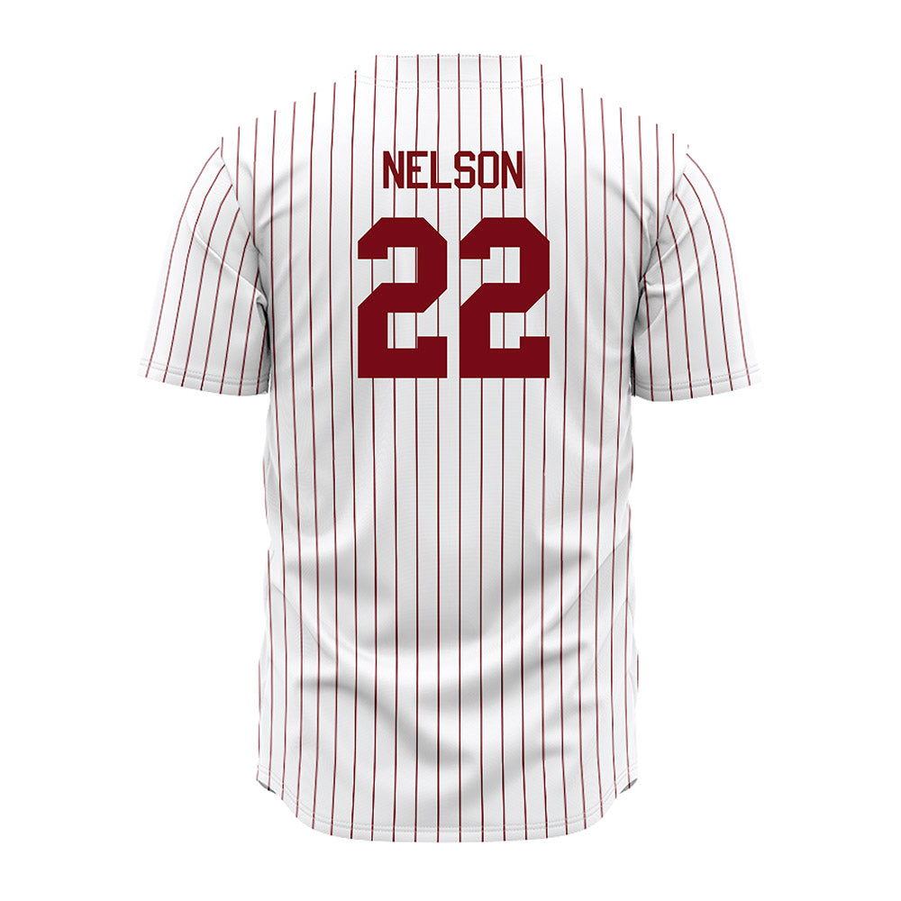 Troy - NCAA Baseball : Drew Nelson - Red Striped Jersey-1