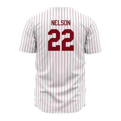 Troy - NCAA Baseball : Drew Nelson - Red Striped Jersey-1