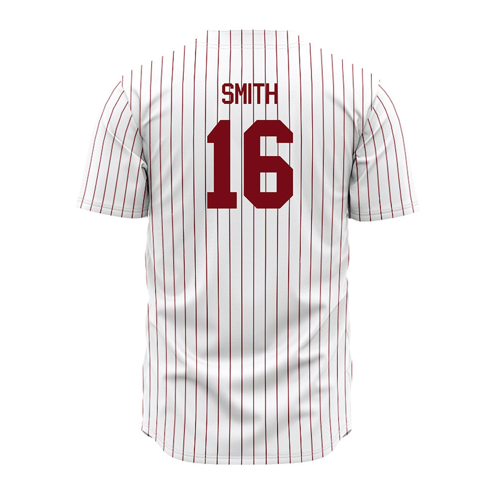Troy - NCAA Baseball : Hayden Smith - Red Striped Jersey-1