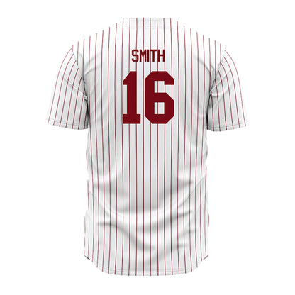 Troy - NCAA Baseball : Hayden Smith - Red Striped Jersey-1