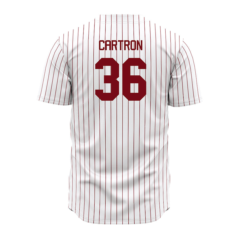 Troy - NCAA Baseball : Chase Cartron - Red Striped Jersey-1