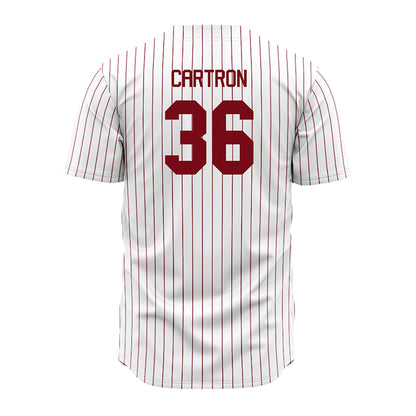 Troy - NCAA Baseball : Chase Cartron - Red Striped Jersey-1