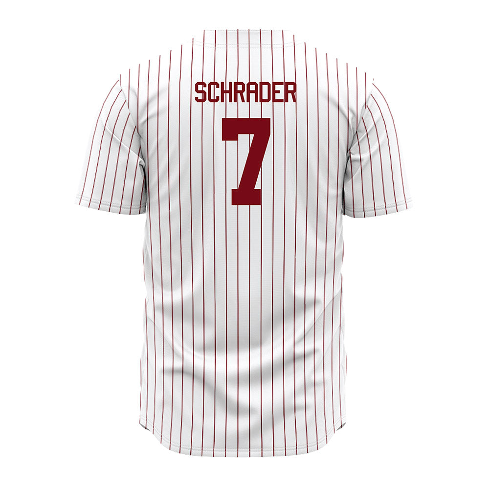 Troy - NCAA Baseball : Gavin Schrader - Red Striped Jersey-1