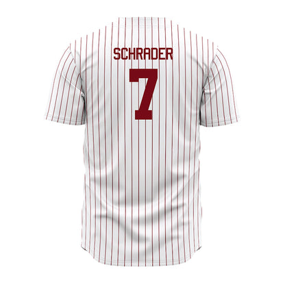 Troy - NCAA Baseball : Gavin Schrader - Red Striped Jersey-1