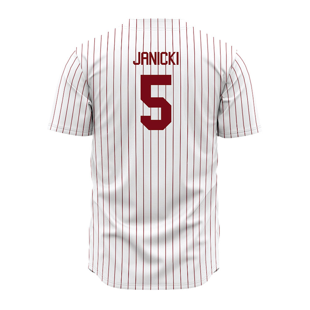 Troy - NCAA Baseball : James Janicki - Red Striped Jersey-1