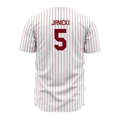 Troy - NCAA Baseball : James Janicki - Red Striped Jersey-1