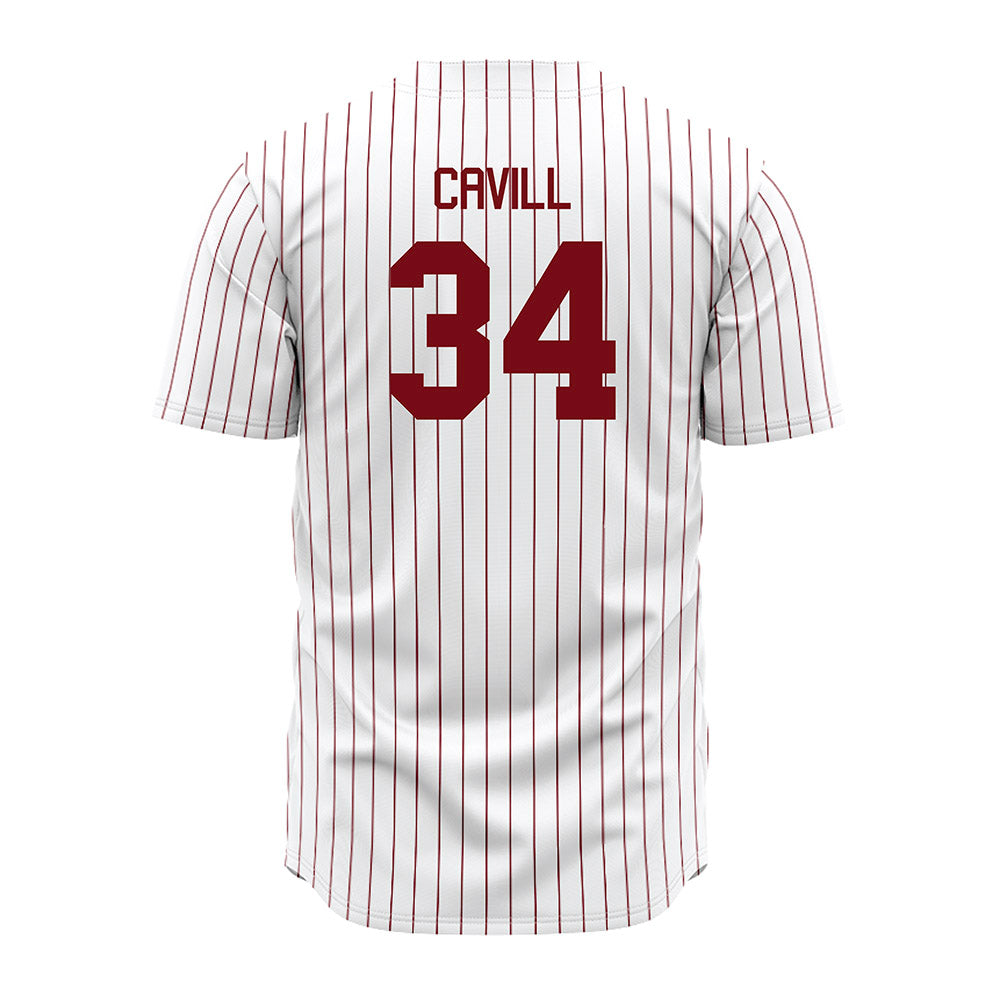 Troy - NCAA Baseball : Blake Cavill - Red Striped Jersey-1