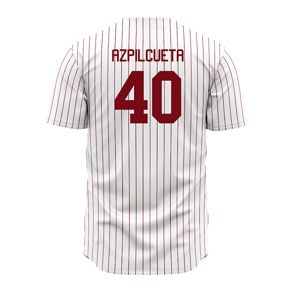 Troy - NCAA Baseball : Nico Azpilcueta - Red Striped Jersey-1