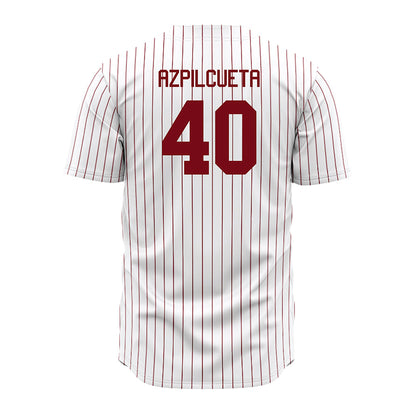 Troy - NCAA Baseball : Nico Azpilcueta - Red Striped Jersey-1