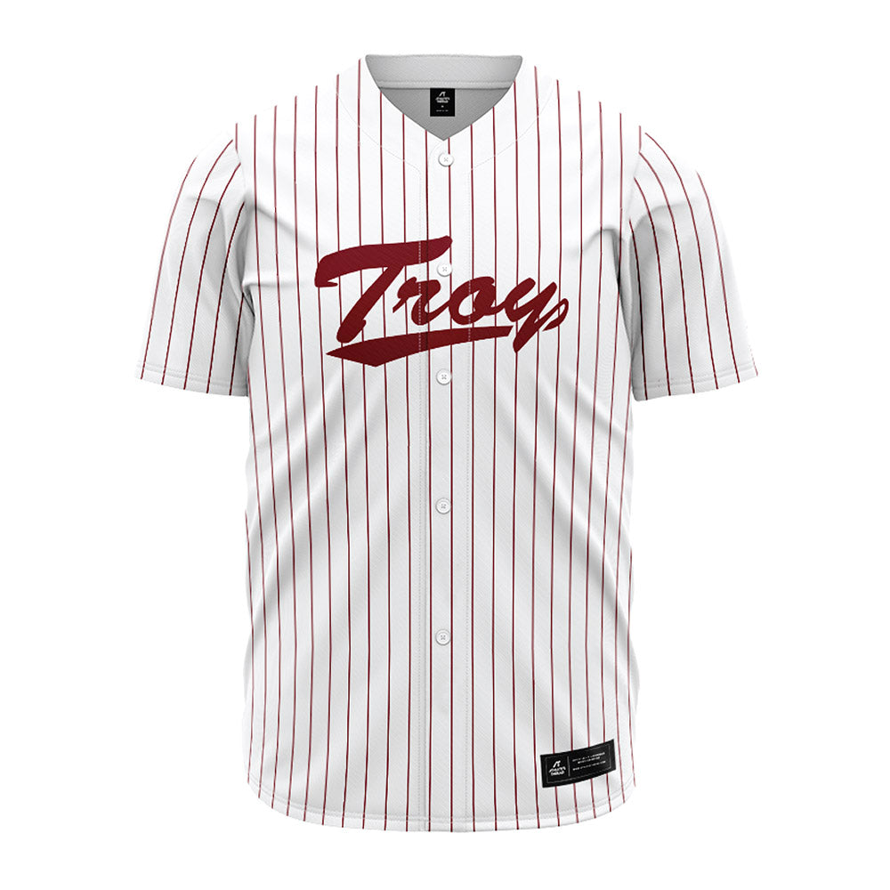 Troy - NCAA Baseball : Aaron Piasecki - Red Striped Jersey-0