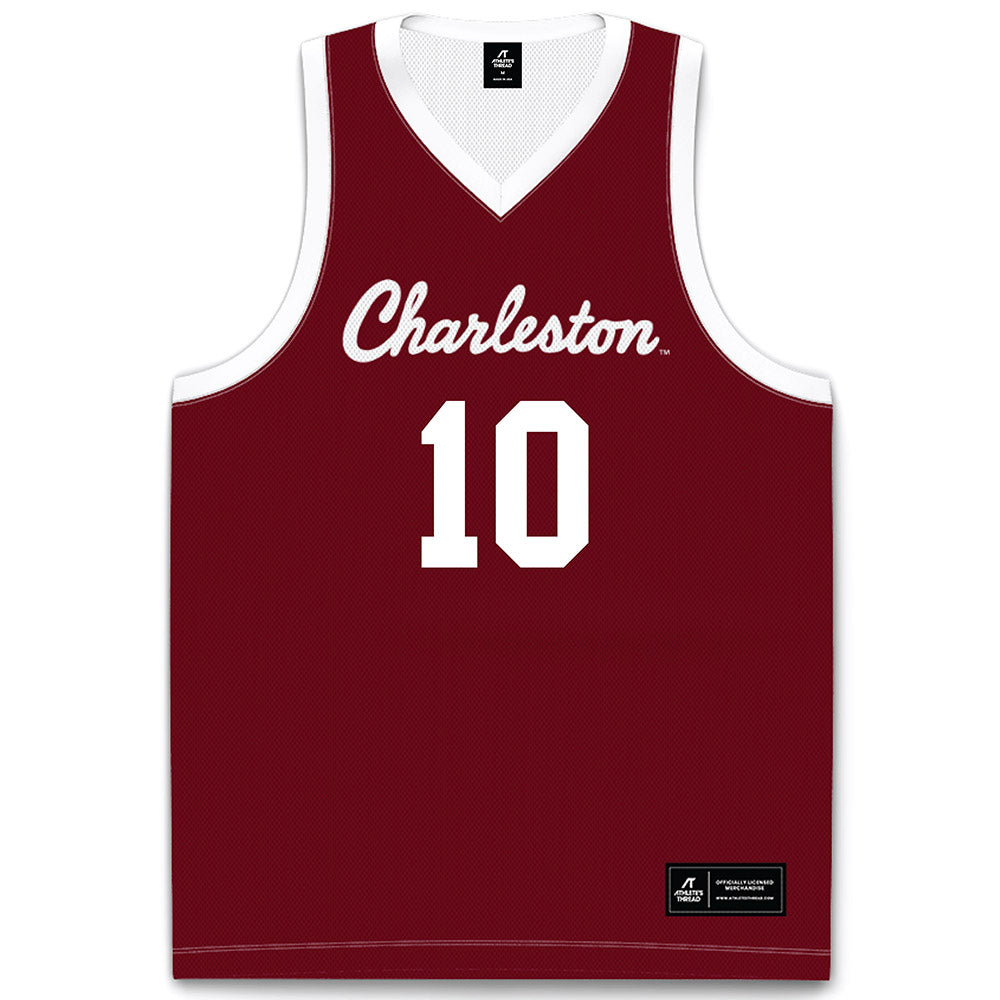 Charleston - NCAA Men's Basketball : Max Green - Red Basketball Jersey-0