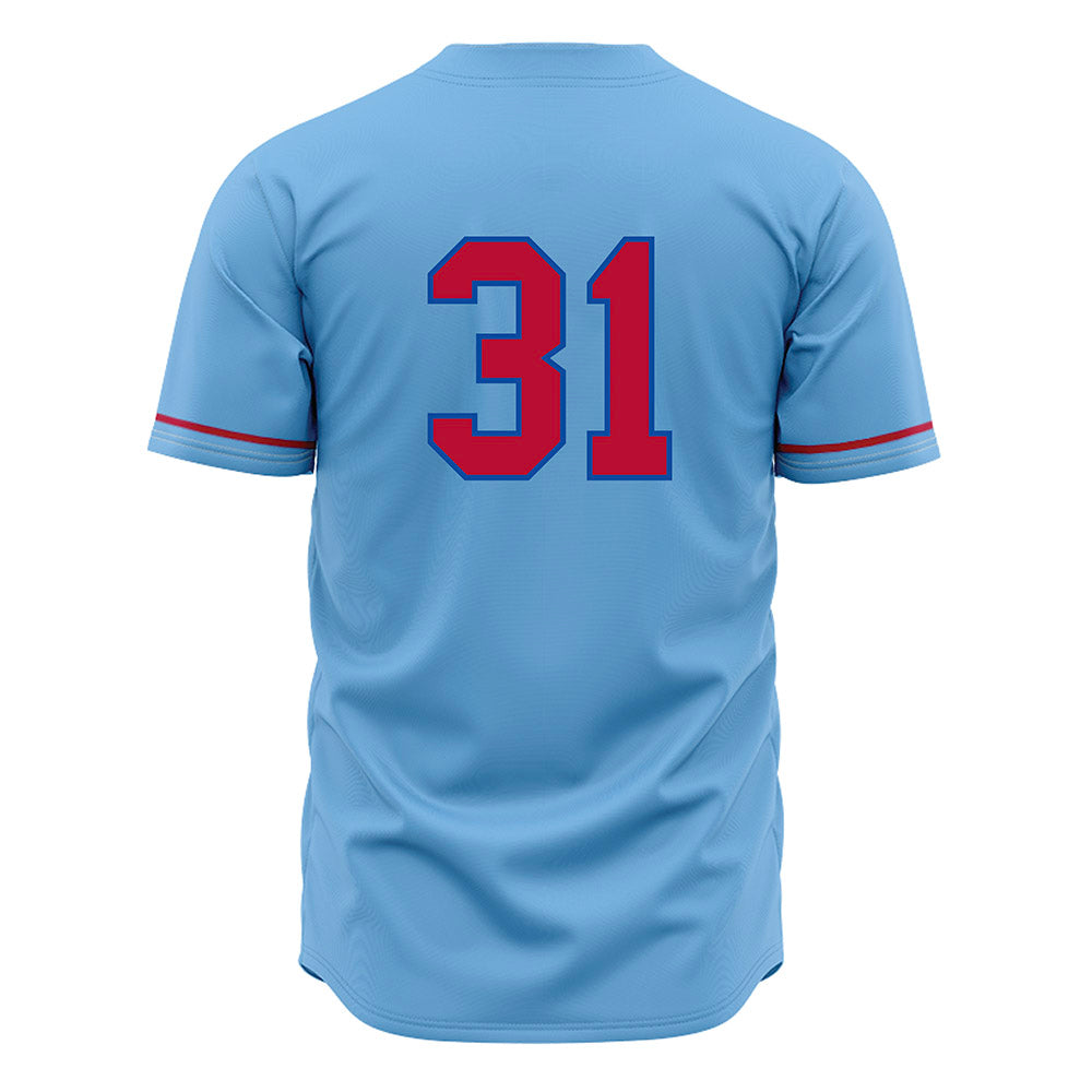LA Tech - NCAA Baseball : Joey Wittig - Light Blue Jersey-1