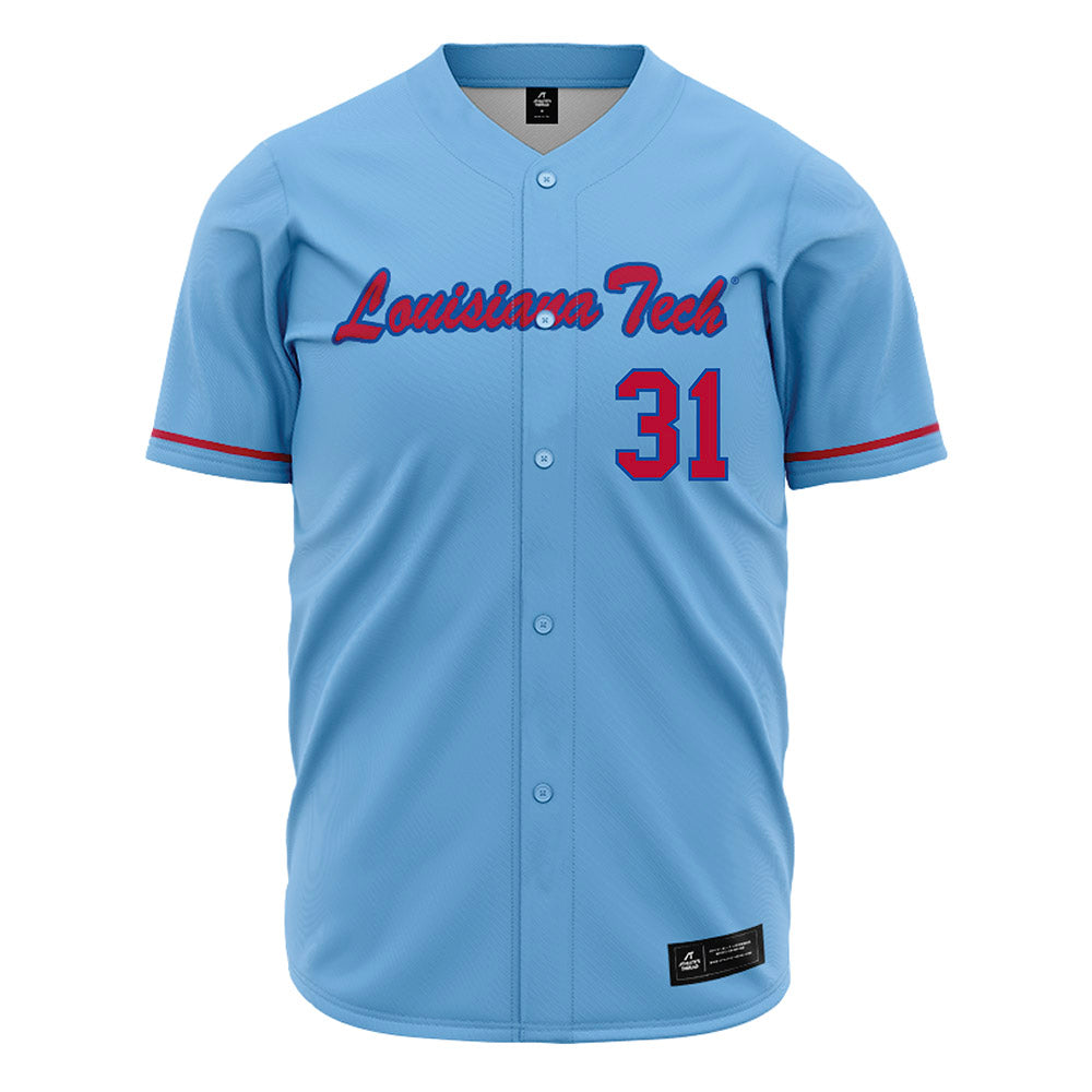 LA Tech - NCAA Baseball : Joey Wittig - Light Blue Jersey-0