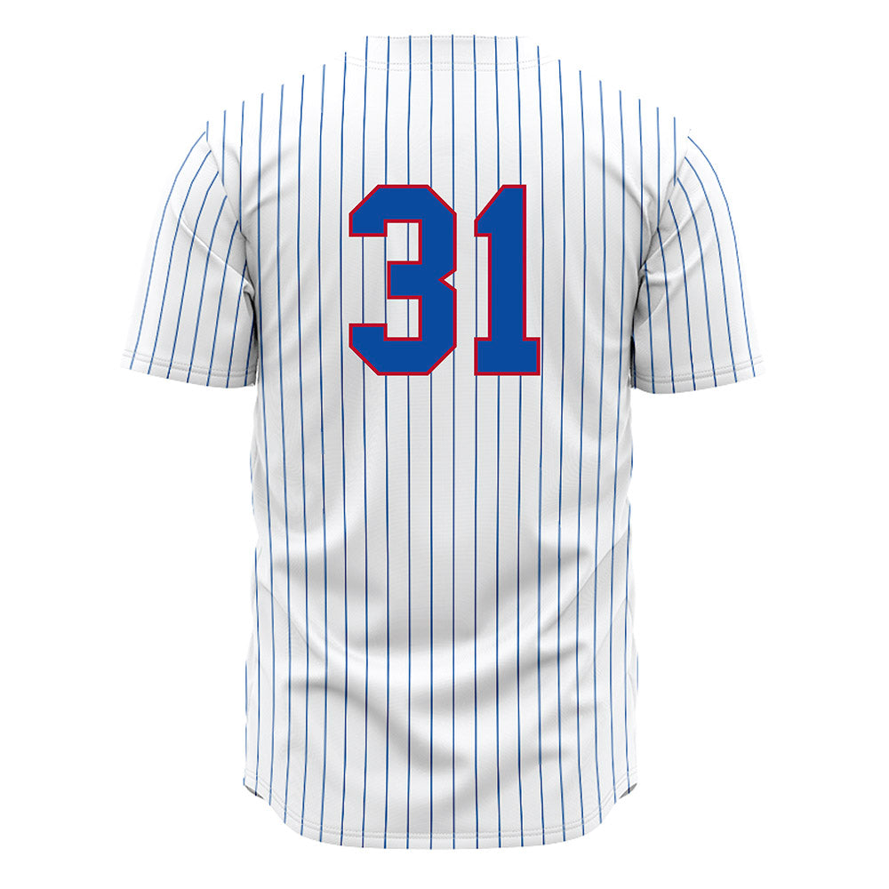 LA Tech - NCAA Baseball : Joey Wittig - White Pinstripe Jersey-1