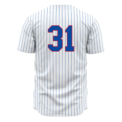 LA Tech - NCAA Baseball : Joey Wittig - White Pinstripe Jersey-1
