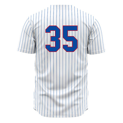 LA Tech - NCAA Baseball : Drew Ferguson - White Pinstripe Jersey-1