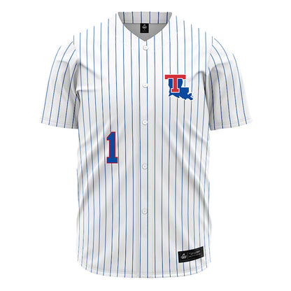LA Tech - NCAA Baseball : Wesley Scott - White Pinstripe Jersey-0