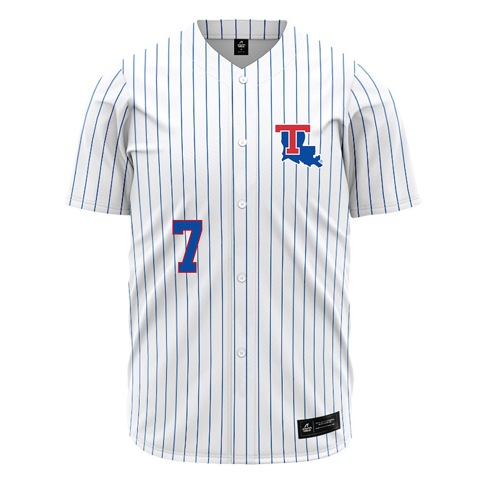 LA Tech - NCAA Baseball : Hudson Rowan - White Pinstripe Jersey-0