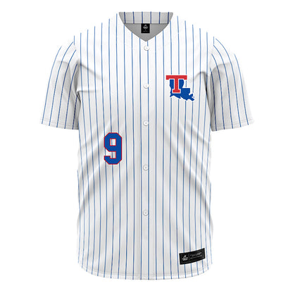 LA Tech - NCAA Baseball : Colton Coates - White Pinstripe Jersey-0