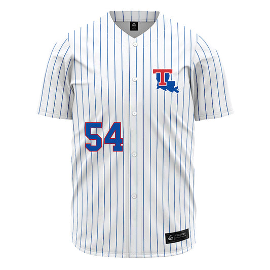 LA Tech - NCAA Baseball : Jackson Jones - White Pinstripe Jersey-0