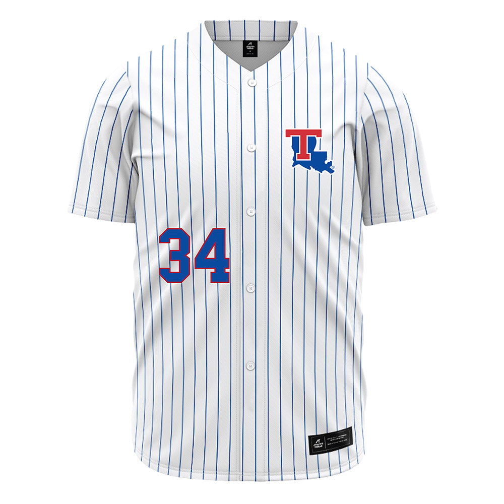 LA Tech - NCAA Baseball : Declan Dahl - White Pinstripe Jersey-0