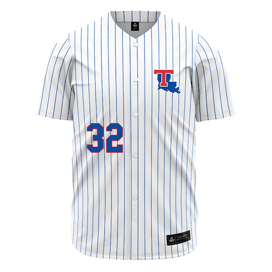 LA Tech - NCAA Baseball : Luke Nichols - White Pinstripe Jersey-0