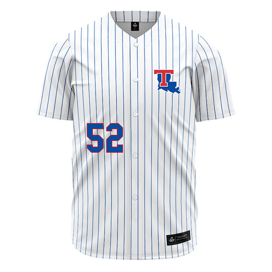 LA Tech - NCAA Baseball : Nick Greaney - White Pinstripe Jersey-0