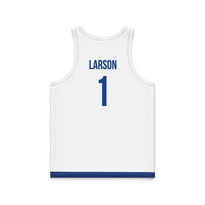 Drake - NCAA Men's Basketball : Owen Larson - White Basketball Jersey-1