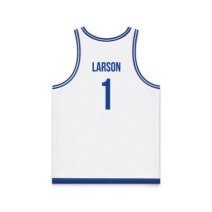 Drake - NCAA Men's Basketball : Owen Larson - White Basketball Jersey-1
