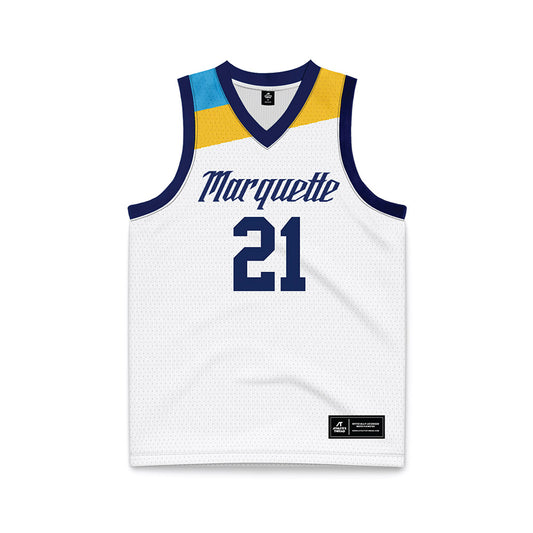 Marquette - NCAA Men's Basketball : Alex Egbuonu - White Basketball Jersey-0
