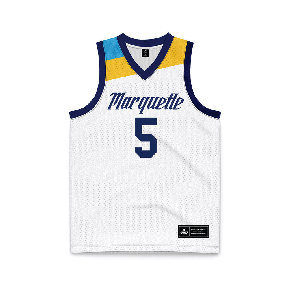 Marquette - NCAA Men's Basketball : Colton Crowdis - White Basketball Jersey-0