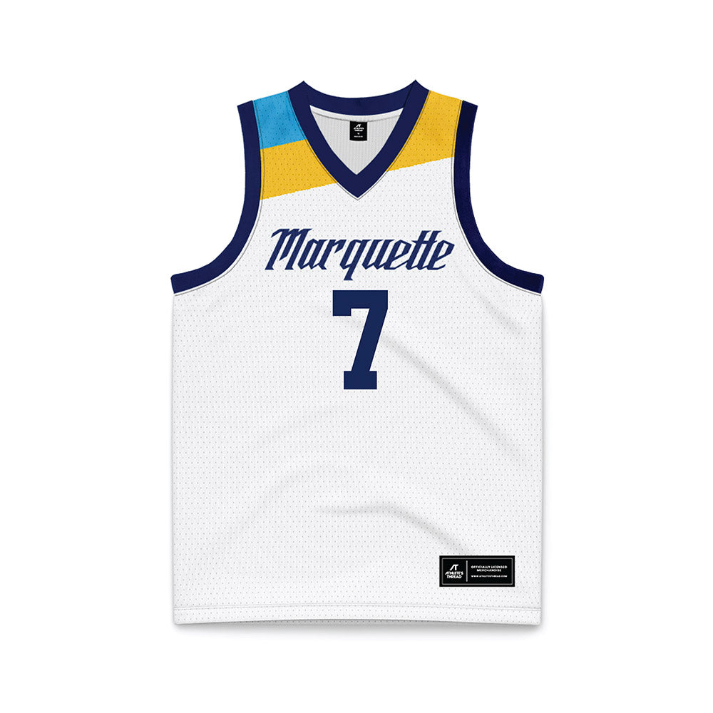 Marquette - NCAA Men's Basketball : Ian Miletic - White Basketball Jersey-0