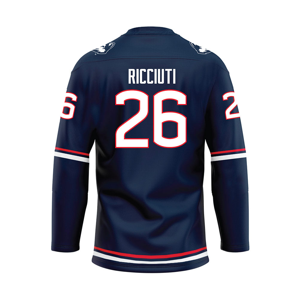 UConn - NCAA Women's Ice Hockey : Leila Ricciuti - Navy Hockey Jersey-1