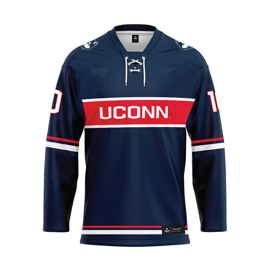 UConn - NCAA Women's Ice Hockey : Callie McLean - Navy Hockey Jersey-0